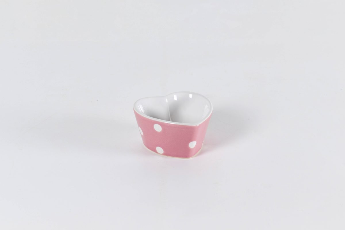 Pirottino a Forma di Cuore Rosa con Pois - Ceramica Gres Isabelle Rose