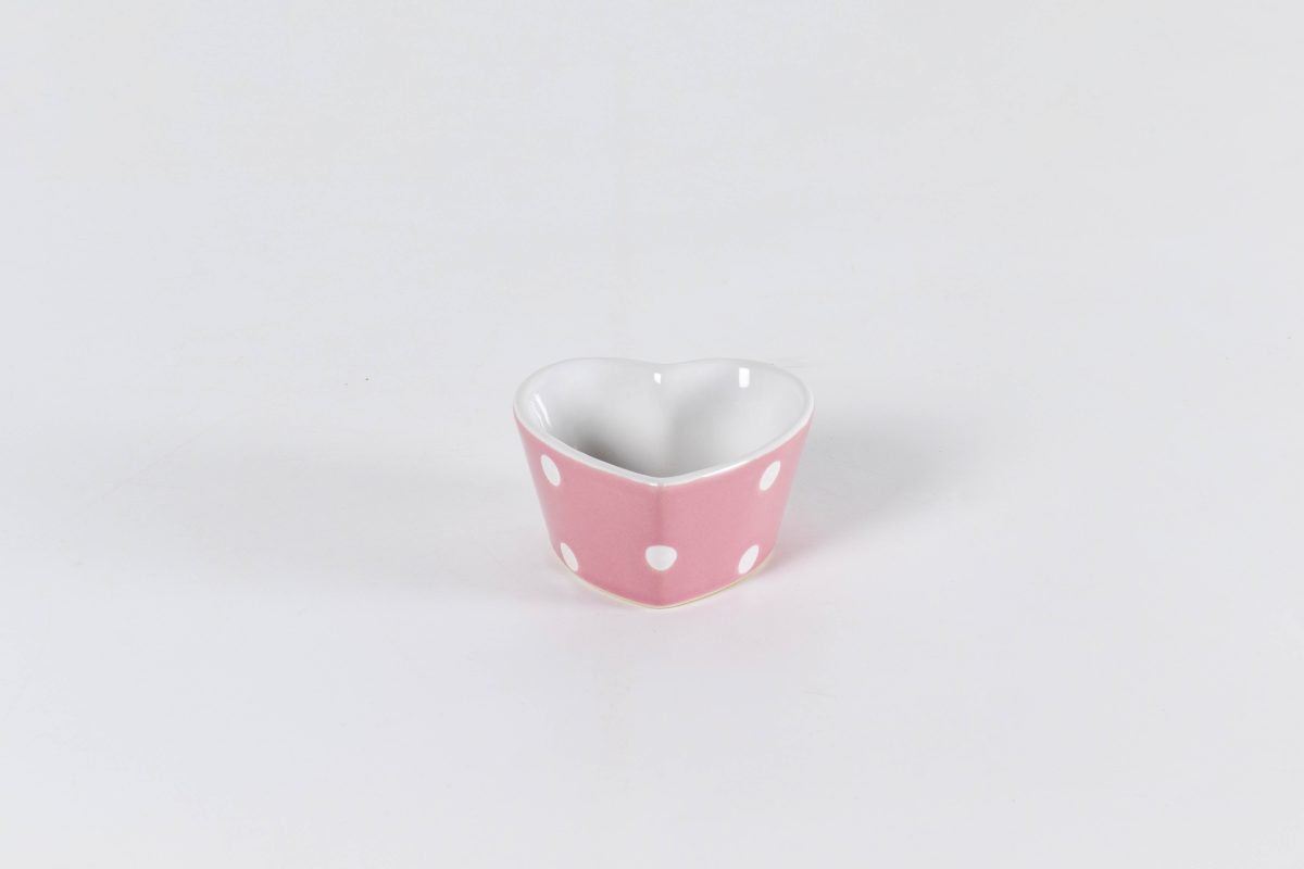 Pirottino a Forma di Cuore Rosa con Pois - Ceramica Gres Isabelle Rose