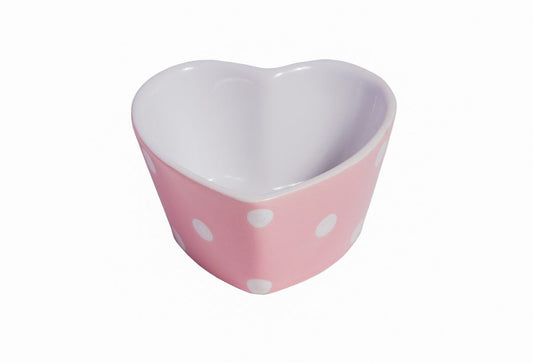 Pirottino a Forma di Cuore Rosa con Pois - Ceramica Gres Isabelle Rose